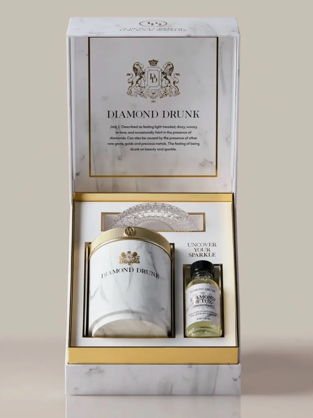 NWOT Diamond Drunk Marble Smoke Fine Jewelry Cleaner Starter Set + Drain Cover